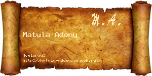Matula Adony névjegykártya
